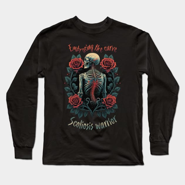 Scoliosis skeleton and roses Long Sleeve T-Shirt by VioletAndOberon